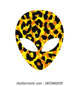 vector illustration of an animal print alien head isolated on white