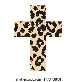 vector illustration of animal print cross isolated on black