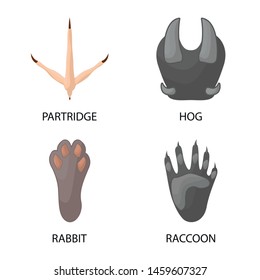 Vector illustration of animal and print icon. Set of animal and footprint vector icon for stock.