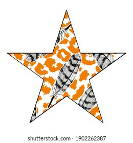 Vector illustration of animal print star isolated on white. Design for t-shirts or posters.