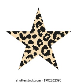 Vector illustration of animal print star isolated on white. Design for t-shirts or posters.