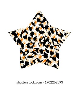 Vector illustration of animal print star isolated on white. Design for t-shirts or posters.