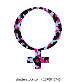 Vector illustration of animal print symbol of Venus isolated on white.