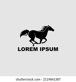 Vector illustration animal of running horse with silhouette style isolated on white background  Elegant Logo Symbol Design for company
