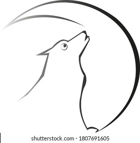 vector illustration animal silhouette black night wolf symbol tattoo art wood