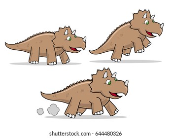 vector illustration animal spread and pose dinosaurs baby triceratops