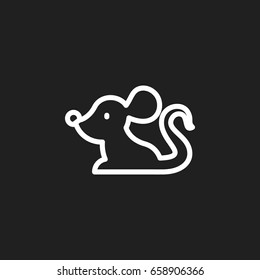 Vector Illustration Of Animal Symbol On Mouse Outline. Premium Quality Isolated Rat Element In Trendy Flat Style.