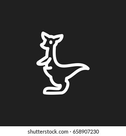 Vector Illustration Of Animal Symbol On Wallaby Outline. Premium Quality Isolated Kangaroo Element In Trendy Flat Style.