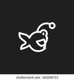 Vector Illustration Of Animal Symbol On Aquatic Outline. Premium Quality Isolated Fish Element In Trendy Flat Style.