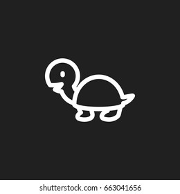 Vector Illustration Of Animal Symbol On Turtle Outline. Premium Quality Isolated Tortoise Element In Trendy Flat Style.