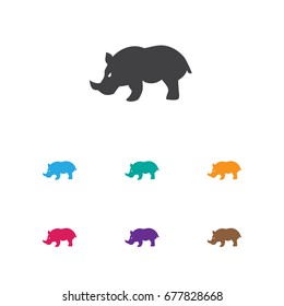 Vector Illustration Of Animal Symbol On Rhinoceros Icon. Premium Quality Isolated Rhino Element In Trendy Flat Style.