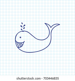 Vector Illustration Of Animal Symbol On Whale Doodle. Premium Quality Isolated Cachalot Element In Trendy Flat Style.