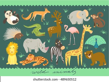 Vector illustration of animal. Zoo cute animals