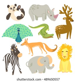Vector illustration of animal. Zoo cute animals