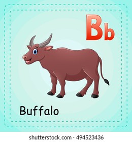vector  illustration of Animals alphabet: B is for Buffalo