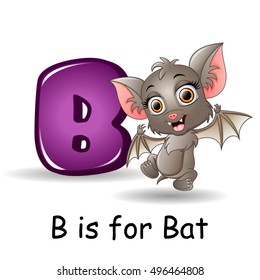 Vector illustration of  Animals alphabet: B is for Bats 