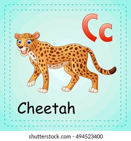 vector  illustration of Animals alphabet: C is for Cheetah
