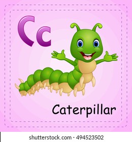 vector  illustration of Animals alphabet: C is for Caterpillar