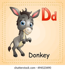 vector  illustration of Animals alphabet: D is for Donkey