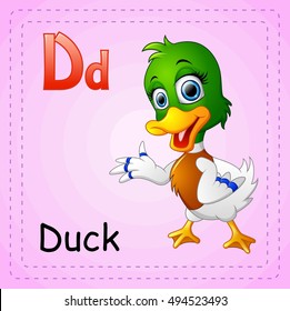 vector  illustration of Animals alphabet: D is for Duck