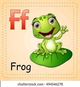 Vector illustration of  Animals alphabet: F is for Frog 
