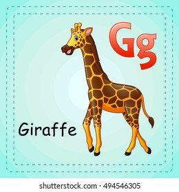 Vector illustration of  Animals alphabet: G is for Giraffe 