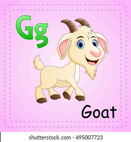 Vector illustration of  Animals alphabet: G is for Goat 