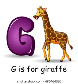 Vector illustration of  Animals alphabet: G is for Giraffe 