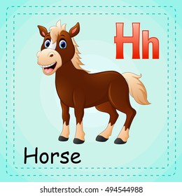 Vector illustration of  Animals alphabet: H is for Horse 