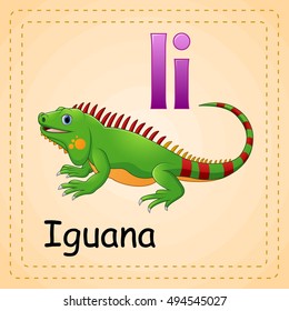 Vector illustration of  Animals alphabet: I is for Iguana 