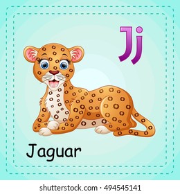 Vector illustration of  Animals alphabet: J is for Jaguar 