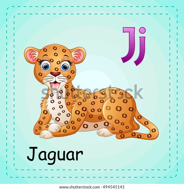 Vector Illustration Animals Alphabet J Jaguar Stock Vector (Royalty