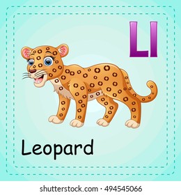 Vector illustration of  Animals alphabet: L is for Leopard 