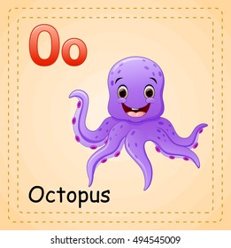 Vector illustration of  Animals alphabet: O is for Octopus 