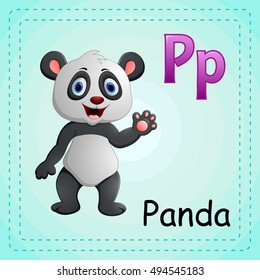 Vector illustration of  Animals alphabet: P is for Panda 