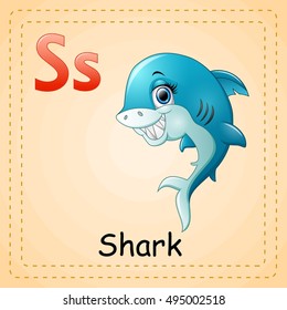 Vector illustration of  Animals alphabet: S is for Shark 