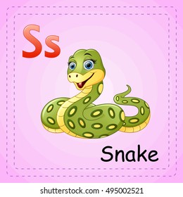 Vector illustration of  Animals alphabet: S is for Snake 