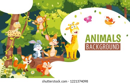 Vector Illustration Of Animals Background