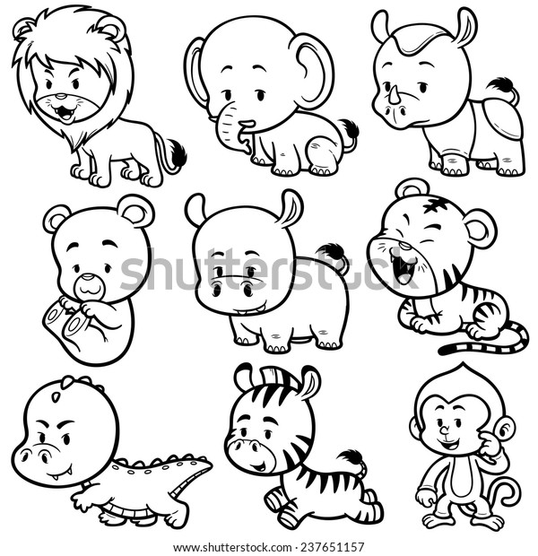 Vector Illustration Animals Cartoon Coloring Book Stock Vector (Royalty ...