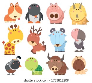 Vector Illustration Animals Cartoons Collection Funny Stock Vector ...