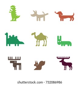 Vector illustration of animals for designating them on maps. Funny objects.