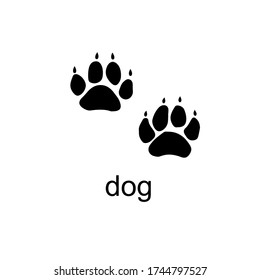 Ilustración vectorial de las huellas de los animales sobre fondo blanco. Perro