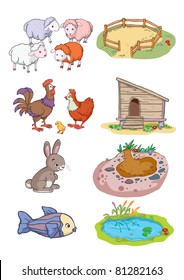 Vector illustration, animals habitat, cartoon concept, white background.
