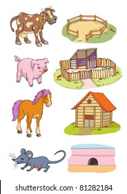 Vector illustration, animals habitat, cartoon concept, white background.