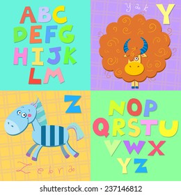 vector illustration animals with letters