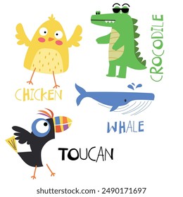 Vector Illustration Animals Set Colorful