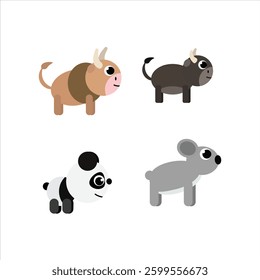vector illustration animals set isolated on white