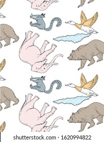 Vector illustration of animals. Simple cute animal illustrations. Vector children`s pattern with animals.