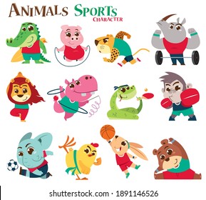 Vector illustration of Animals Sports Character cartoon. Animals player