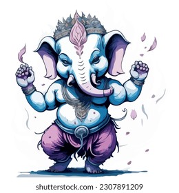 vector illustration animated image of Goddess ganesha with light background